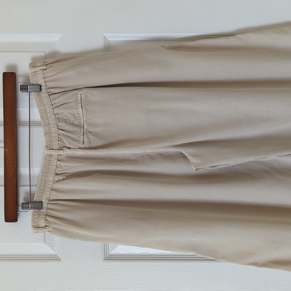 Aerie Pleated High Waisted Wide Straight Leg Soft Twill Pants Beige L - Picture 6 of 16